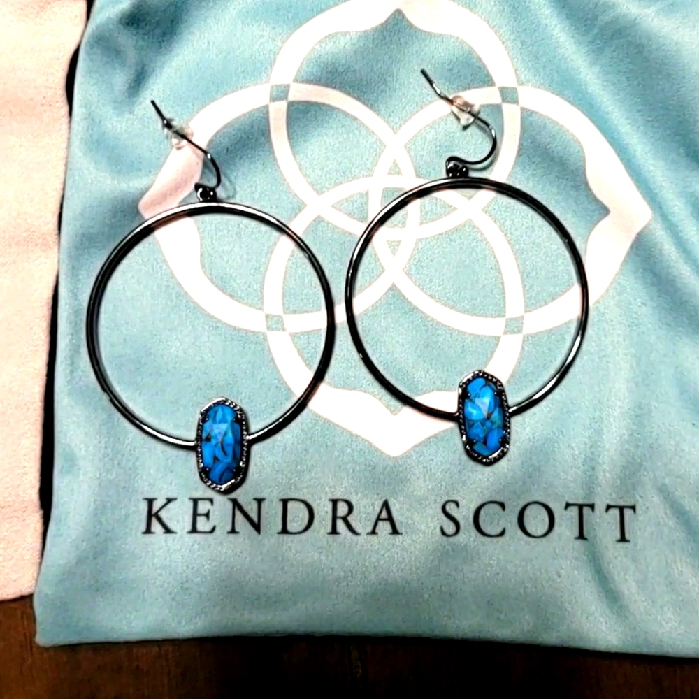 Kendra Scott Gunmetal and Turquoise Elora Earrings